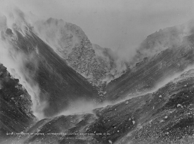 Interior of the crater of Mount Tarawera after the eruption of June 10th, 1886. Photograph by the Burton Brothers.