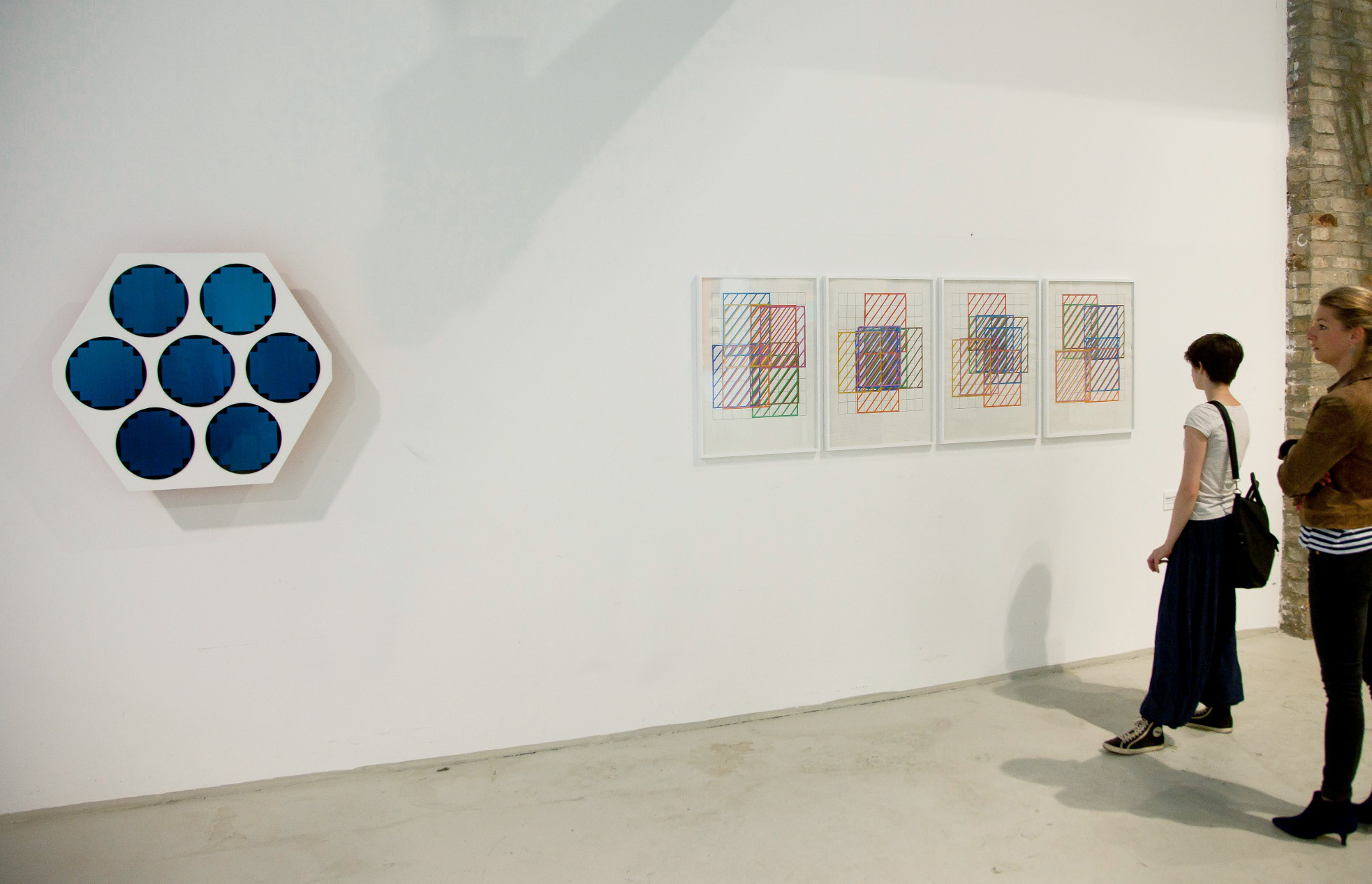 Detail of Bookmarks exhibition (object by Ádám Kokesch, paperworks by Dóra Maurer), OFF Biennial, Budapest, 2015. Photo: Csaba Aknay. Courtesy of OFF Biennial.
