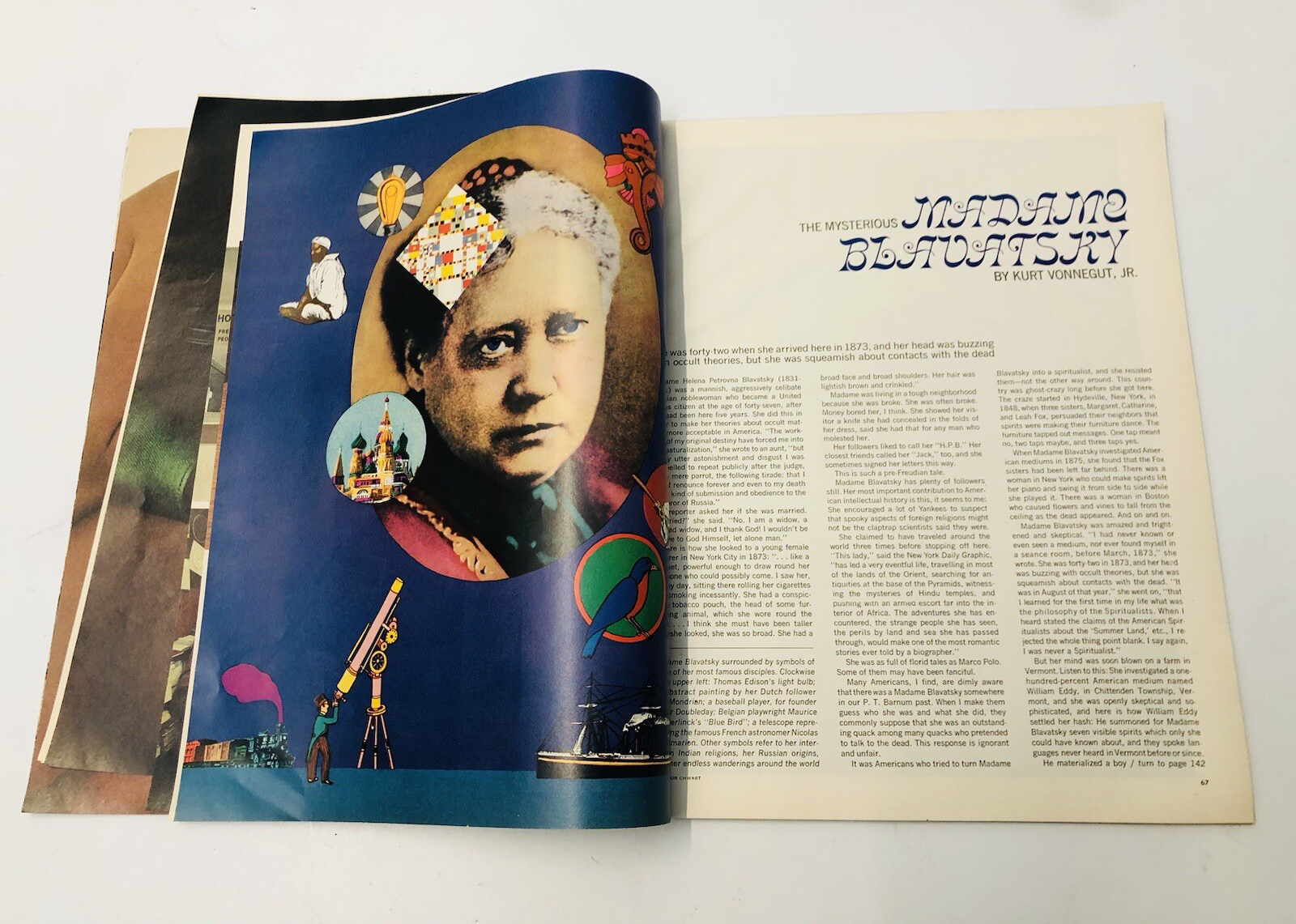 March 1970 issue of the popular women’s monthly McCall’s, featuring Kurt Vonnegut Jr.’s article “The Mysterious Madam Blavatsky.”