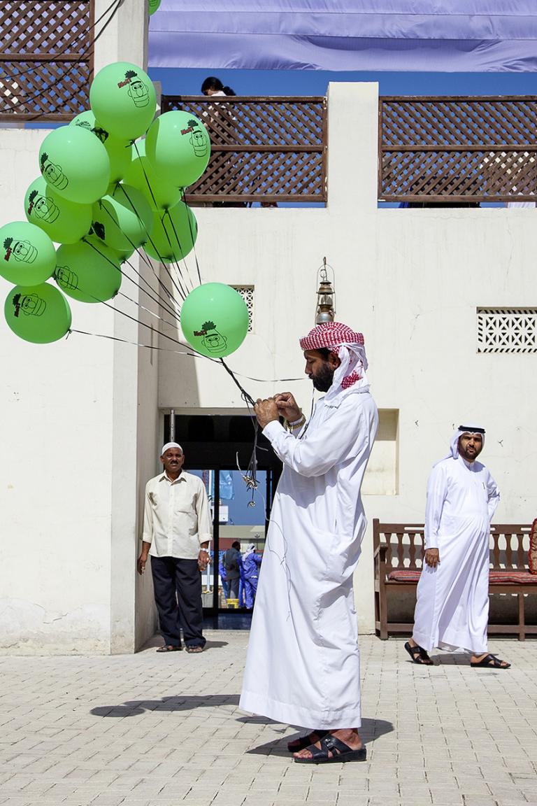 Slavs and Tatars, "A Monobrow Manifesto", 2011. Screen print on balloons, installation view at the Sharjah Biennale, 2011. Courtesy of The Third Line, Dubai. Photo: Elizabeth Rappaport.