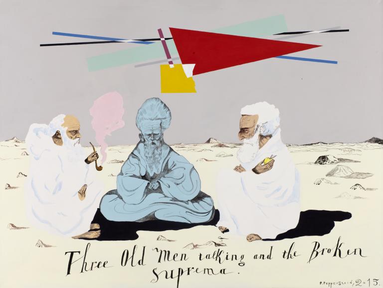Pavel Pepperstein, ”Three old men talking and the Broken suprema”, 2015.