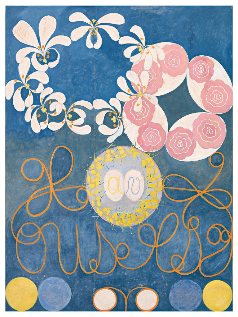 Hilma af Klint, "The Ten Largest, No.1, Childhood", Group IV, 1907. Tempera on paper, mounted on canvas, 322 × 239 cm. Hilma af Klint Foundation.