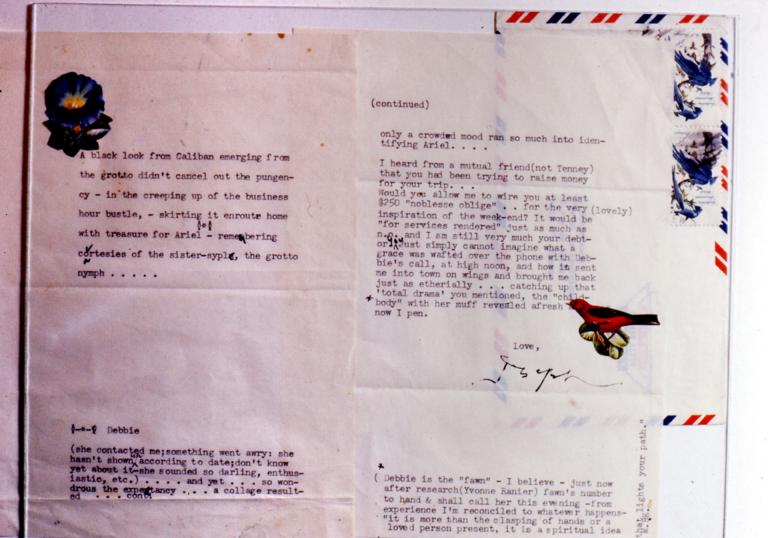 A letter written by Joseph Cornell in 1956. Image copyright Carolee Schneemann.