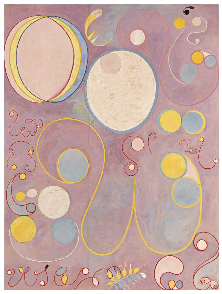 Hilma af Klint, The Ten Largest, No. 8, Adulthood, 1907, tempera on paper mounted on canvas, 315 x 234 cm, from the Paintings for the Temple series.
