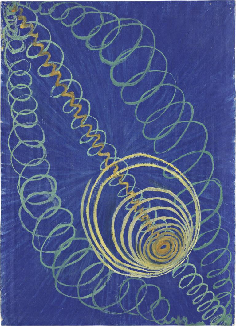 Hilma af Klint, Primordial Chaos, No.16, Group I, 1906–07. Oil on canvas, 53 × 37 cm. The Hilma af Klint Foundation.