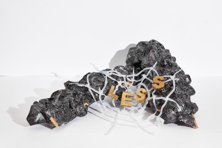 Zsófia Keresztes, Less, 2015, paper waste, silicone, cardboard, glue. Photo: Krisztián Zana.